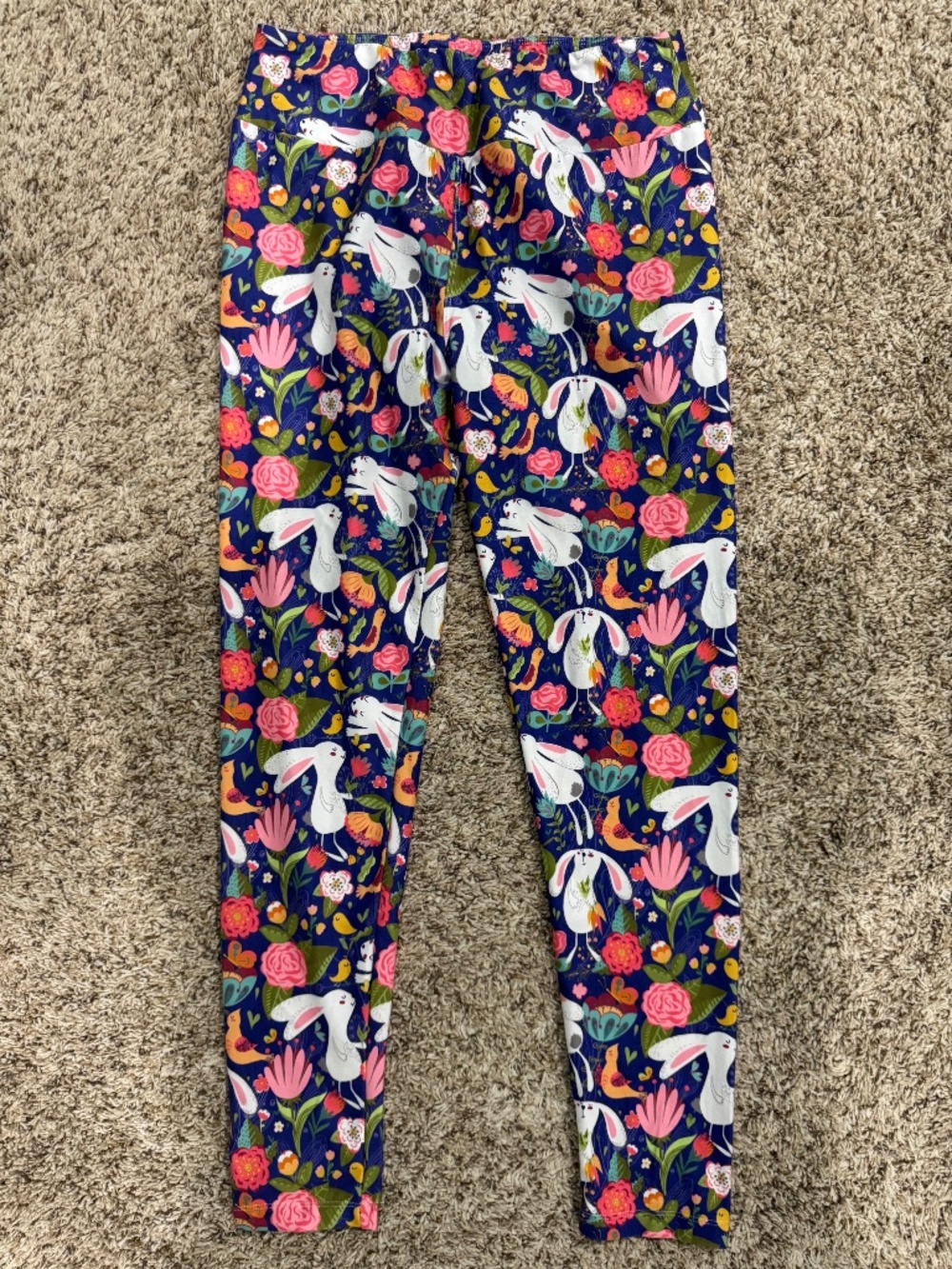 Charlie's Project bunny/flowers leggings multicolors size OS (4-14)